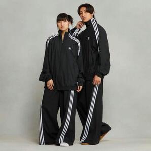 アディダスオリジナルス常田大希着用ADILENIUMオーバーサイズトラックパンツジャージブラックホワイト黒白Mサイズ男女兼用メンズレディース