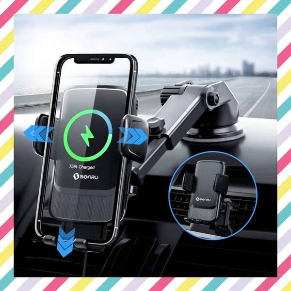 15W車載ワイヤレス充電器 車載ホルダー一体型