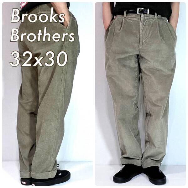 Brooks Brothers ブルックスブラザーズ タン ベージュ W32L30 トンプソン ツータック太畝コーデュロイパンツ スラックス チノパンp25043184