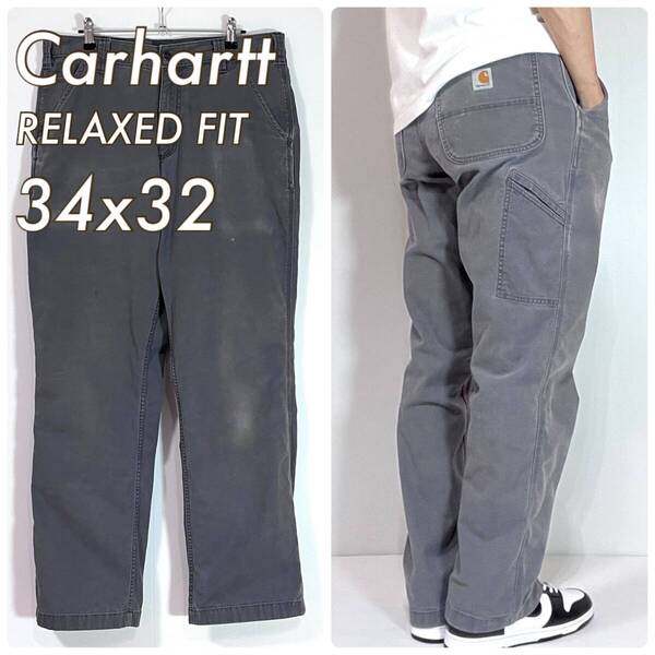 美色 Carhartt カーハート W34 L32 チャコールグレー ライトダック地 ペインターパンツ リラックスフィット グッドフェード p25053233