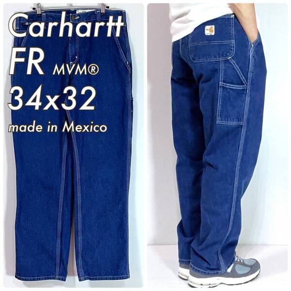 Carhartt カーハート W34 L32 インディゴブルー FR ヘビー デニムペインターパンツ ジーンズ メキシコ製 濃紺 ゴールデンサイズ p25053242