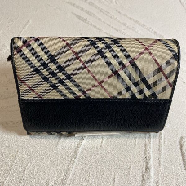 BURBERRY バーバリー ノバチェック 二つ折り財布 レザー キャンバス ウォレット
