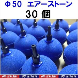 【送料込】Φ50 エアーストーン 30個 ブルー 50mm 新品 即決 エアストーン 錦鯉・金魚・メダカ水槽のエアー供給用に