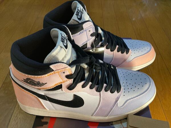 ナイキ エアジョーダン1 ハイ og 28.5cm マルチカラー スカイライン パープル ピンク ホワイト nike air jordan1 high 紫 レザー クラフト