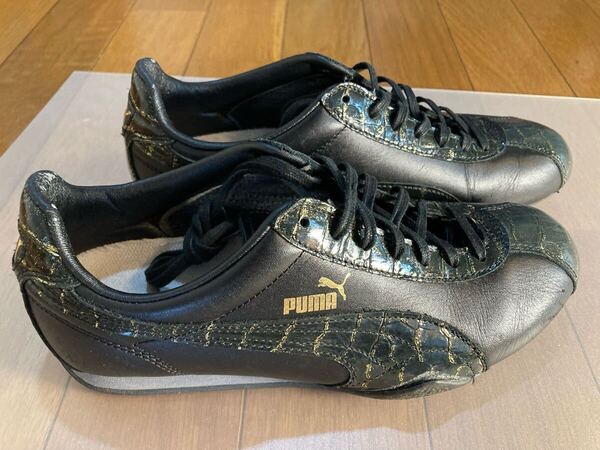 プーマ 日本製 スニーカー 22.5cm ブラック メタリックゴールド 金色 黒 puma made in japan