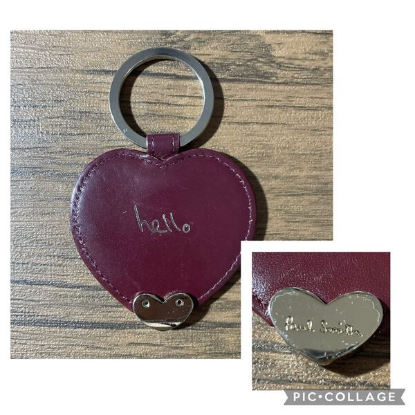 良品 ポールスミス レザー ハート キーリング キーホルダー バーガンディー Paul Smith ラブレターシリーズ 小物 アクセサリー Burgundy
