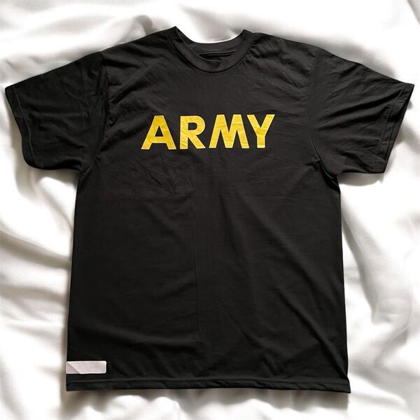 美品 US ARMY APFU Tシャツ トレーニング ブラック イエロー ブラック BLACK 黒 アメリカ軍 Tee U.S.ARMY ミリタリー 米軍