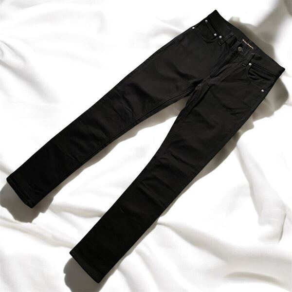 比較的美品 ヌーディージーンズ Lean Dean ブラック スキニーデニムパンツ Nudie Jeans ジーンズ Denim Dry Ever Black 1006550 ストレッチ