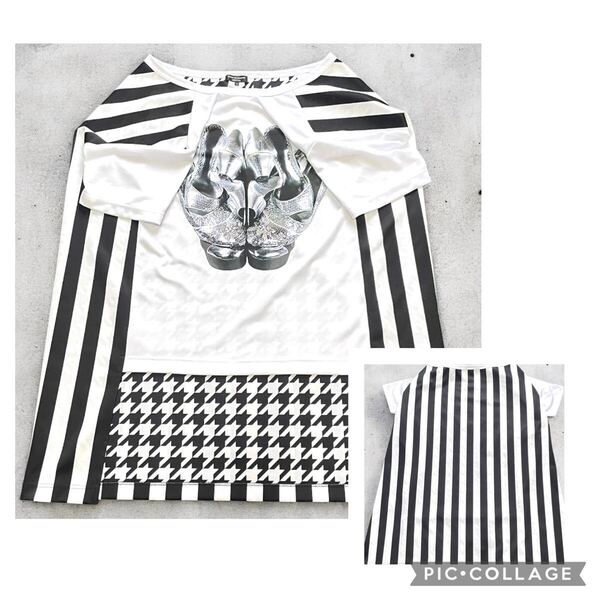 激レア 美品 コムデギャルソンオムプリュス 変形カットソー ストライプ Tシャツ comme des garcons HOMME PLUS ドッキング オーバーサイズ