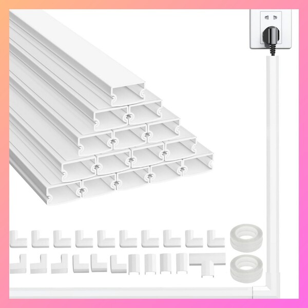 配線カバー モール 10本セット コード隠し ケーブル隠しカバー コードプロテクター 40* 1.5*0.9cm(ホワイト)