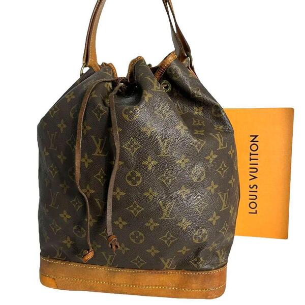 【鑑定済】ルイヴィトン LOUIS VUITTON モノグラム ノエ ショルダーバッグ ハンドバッグ ブラウン 茶 巾着