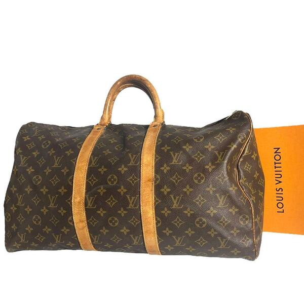 【鑑定済】ルイヴィトン LOUIS VUITTON モノグラム キーポル50 ボストンバッグ ブラウン 茶 旅行用バッグ 旅行かばん 正規品