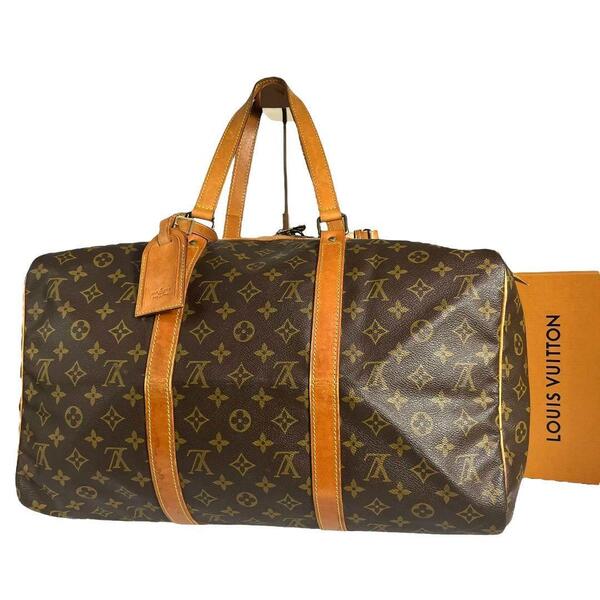 鑑定済☆ルイヴィトン LOUIS VUITTON キーポル45 モノグラム ボストンバッグ ブラウン 茶 旅行かばん 正規品 美品