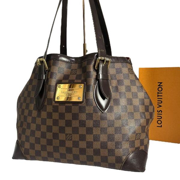 【鑑定済】 LOUIS VUITTON ルイヴィトン ハムステッドMM ダミエ トートバッグ ハンドバッグ ブラウン 正規品 バドロック付き