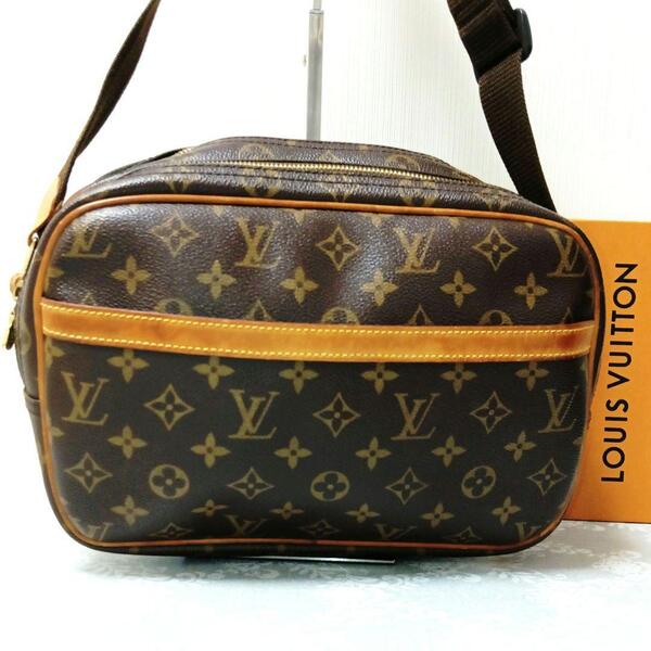 【正規品・鑑定済】ルイヴィトンLOUIS VUITTONモノグラムリポーターPMショルダーバッグブラウン茶クロスボディ