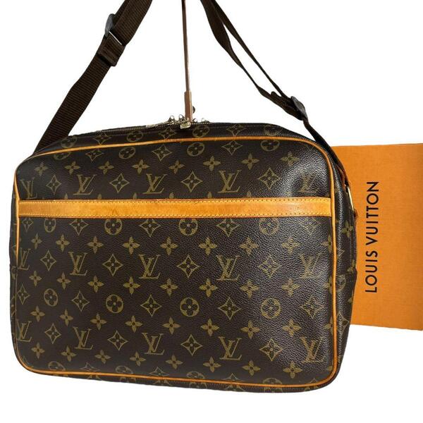 鑑定済☆ルイヴィトン LOUIS VUITTON リポーターGM モノグラム ショルダーバッグ ブラウン 茶 クロスボディ ななめ掛け