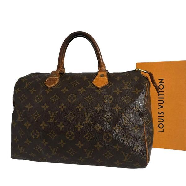 【鑑定済】ルイヴィトン LOUIS VUITTON モノグラム スピーディ30 ハンドバッグ ボストンバッグ ブラウン 茶
