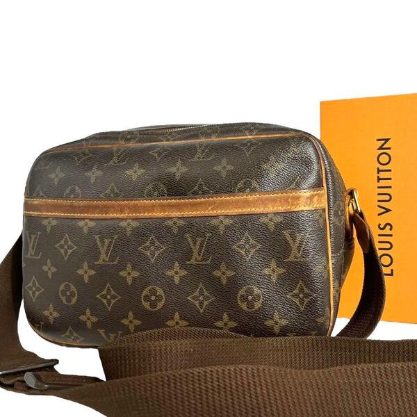 鑑定済☆ルイヴィトン LOUIS VUITTON リポーターPM モノグラム ショルダーバッグ ブラウン 茶 クロスボディ ななめ掛け