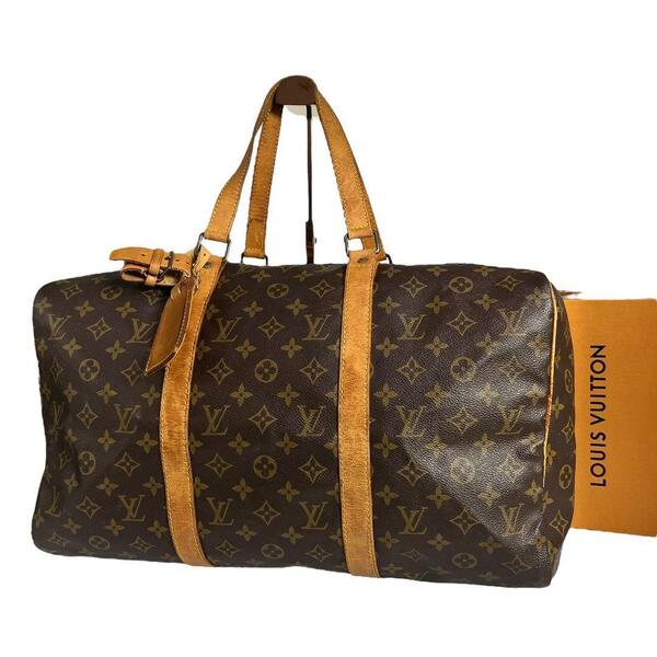 【鑑定済】ルイヴィトン LOUIS VUITTON モノグラム キーポル45 ボストンバッグ ブラウン 茶 旅行用バッグ 旅行かばん