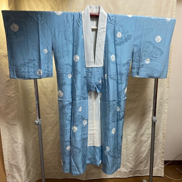 A 長襦袢 正絹 袷 ブルー系 着物 和装 和風 和物 和服