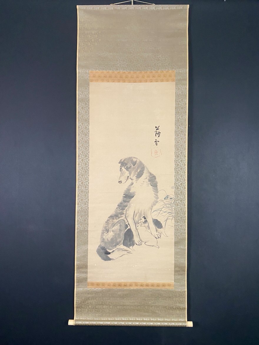 模写/長沢蘆雪/長沢芦雪/常盤御前雪之図/掛軸☆宝船☆AH-643の