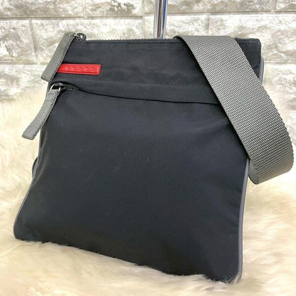 美品 PRADA プラダ スポーツ ナイロン ショルダーバック ブラック