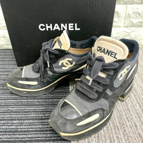 CHANEL シャネル 厚底 スニーカー ココマーク スエード ヒール