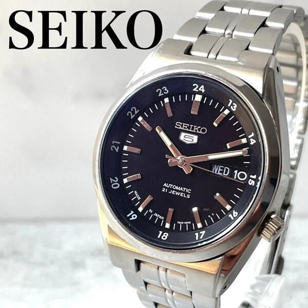 稼動品 SEIKO5 セイコーファイブ 裏スケ 機械式 自動巻き 腕時計 メンズ