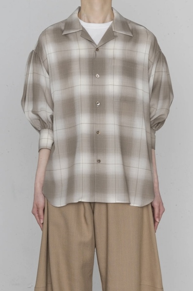 25ss HYKE T/W OMBRE CHECK BALLOON SLEEVE BLOUSE ハイク オンブレ チェック バルーンスリーブ ブラウス サイズ1 新品