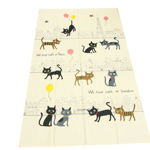 送料無料【新品】 UVカット のれん 【 ラブキャッツパリ 丈 150cm】