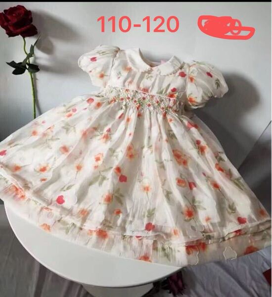 新品 スモッキングワンピース 花柄 子供服 ドレス 子供服 半袖 お姫様 メゾピアノ ファミリア 好き 誕生日 結婚式 発表会