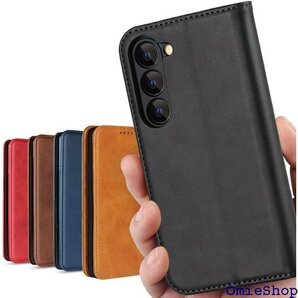 S23 galaxy ケース 手帳型 Galaxy S カード入れ スタンド機能 落ち着いた色 レトロ ブラック 1105