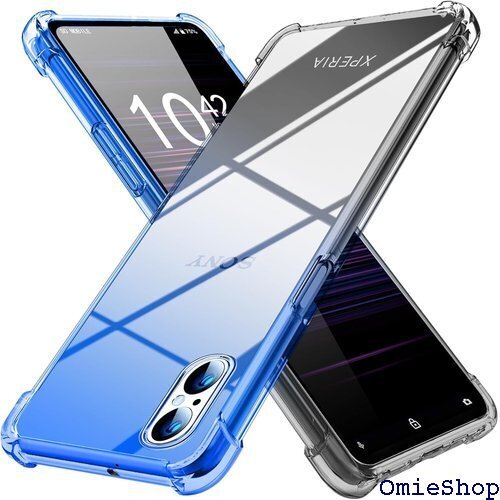 Xperia 5 V ケース クリア 薄型 グラデーシ 携帯カバー ブルーブラック MD-SXJB-41-03 1355