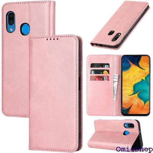 galaxy a30 scv43 ケース 手帳型 a3 カードスロット、キックスタンド レザー ローズゴールド 1457