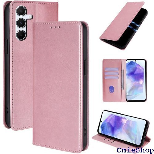Galaxy A55 5G SC-53E ケース 手帳 ード レザー スタンド機能 ストラップホール付き ピンク 1755
