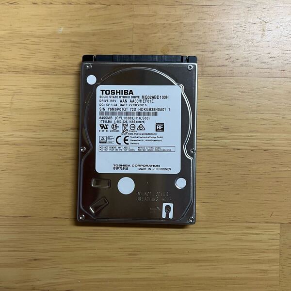TOSHIBA MQ02ABD100H SSHD 1TB 使用時間1376時間