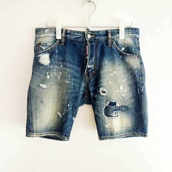 【名作】DSQUARED2 ディースクエアード クラッシュ ダメージ デニム ショートパンツ ショーツ