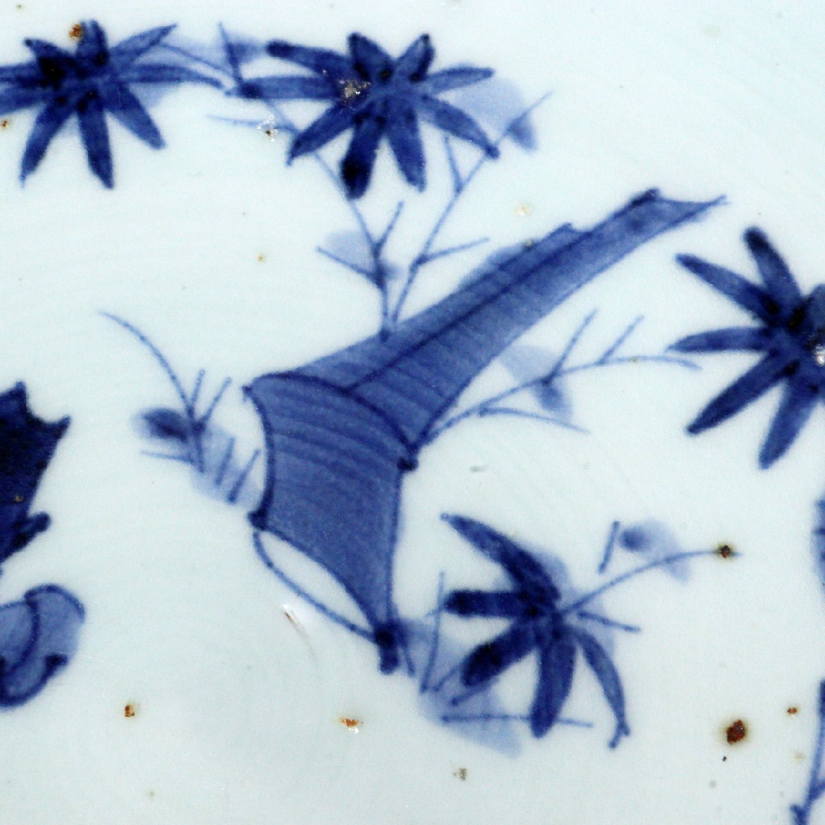 銅版 花唐草に風景図 染付 水盤 [B31491] 銅版 花唐草に風景図 染付 水盤 [B31491]