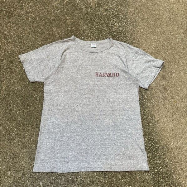 80s Champion 88/12 T-Shirt Tシャツ 染み込みプリント Harvard USA製 グレー杢 ヴィンテージ カレッジプリント 半袖 アメリカ古着 L