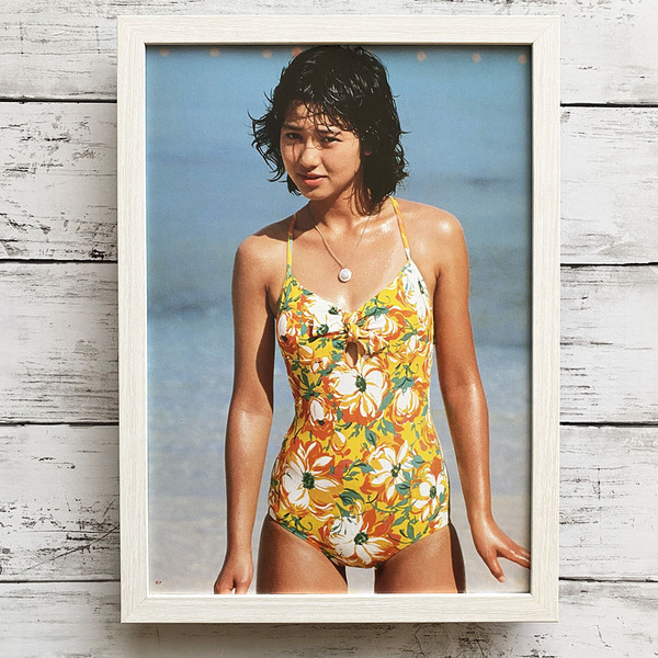 額装品◆石川秀美 /水着・グラビア/昭和アイドル/ポスター風広告/A4サイズ額入り/アートフレーム Y4H09-2