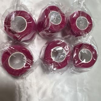 ≪ピンク≫フィッティングテープ 自粘性 5㎝幅 6巻 伸縮 ボーリングテープ皮膚にはくっつかず生地同士が絡み合うので巻きやすい! スポーツ