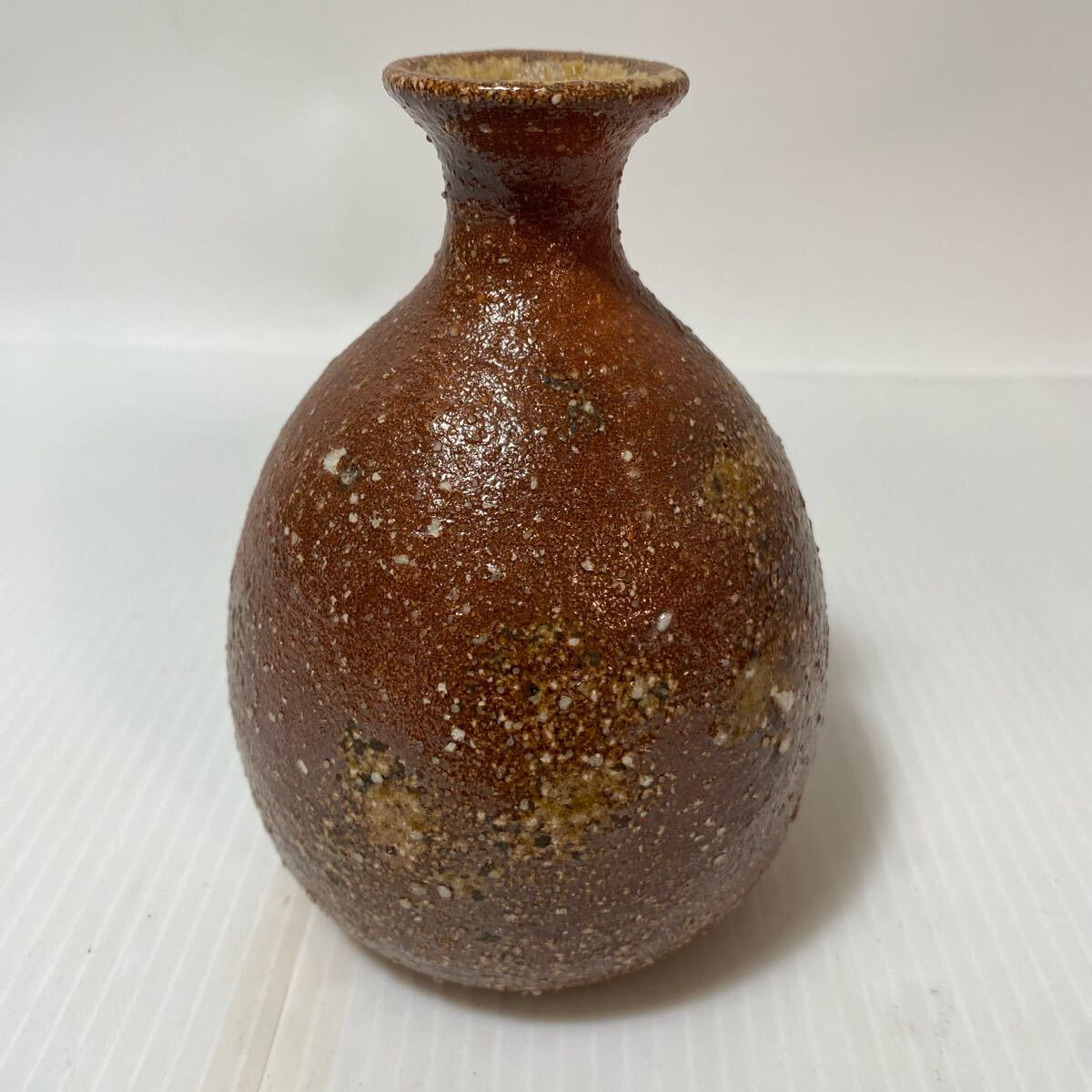 信楽焼 現代作家 在銘 窯変 竹節形 三耳壺 花瓶 花入 茶道具 茶器 信楽焼 現代作家 在銘 窯変 竹節形 三耳壺 花瓶 花入 茶道具