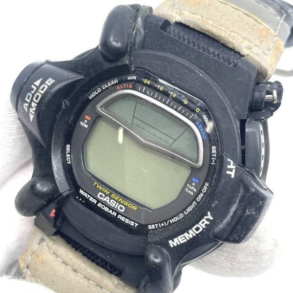 【電池切れ/ベゼル割れ】CASIO カシオ G-SHOCK ジーショック デジタル文字盤 ブラック系 レザーベルト メンズ DW-9100