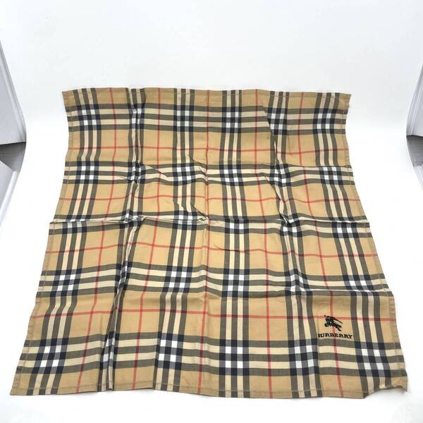 BURBERRY バーバリー ハンカチ バンダナ ブラウン系 ノバチェック ホースロゴ刺繍 騎士 総柄 エレガント ラグジュアリー
