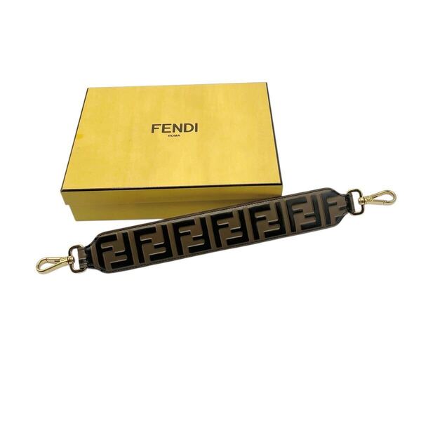 【美品】フェンディ FENDI ミニストラップユー ズッカ レザー バッグストラップ ハンドストラップ ブラウン ストラップのみ