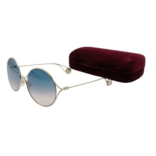 【良品】グッチ GUCCI GG0253SA インターロッキングG パール サングラス アイウェア cat ゴールドメタル