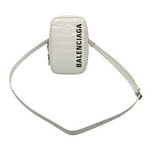 【美品】バレンシアガ BALENCIAGA 618189 型押しクロコ キャッシュ ジップ フォンホルダー ショルダーバッグ エブリデイ
