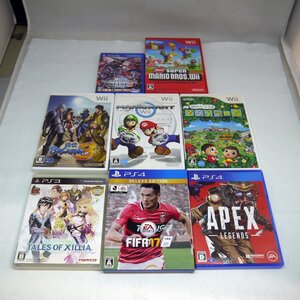 ジャンク品 ゲームソフト まとめて8本セット PS Vita/PS3/PS4/Wii マリオカート どうぶつの森 APEX FIFA17 ファンタシースターオンライン他