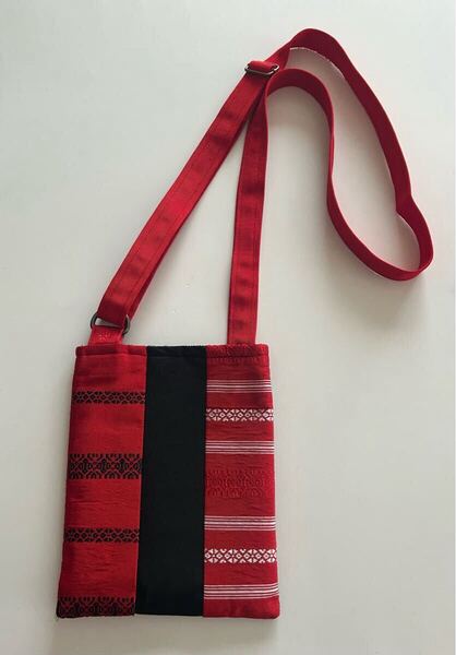 帯リメイク☆ハンドメイド☆miniショルダーバッグ☆手作り☆和☆赤黒☆