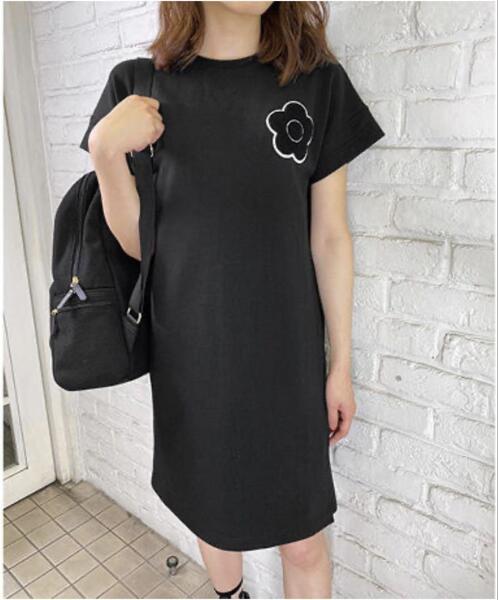 MARY QUANT マリクワ 裏毛サガラポイント ワンピース ミニワンピース ブラック マリークワント 半袖